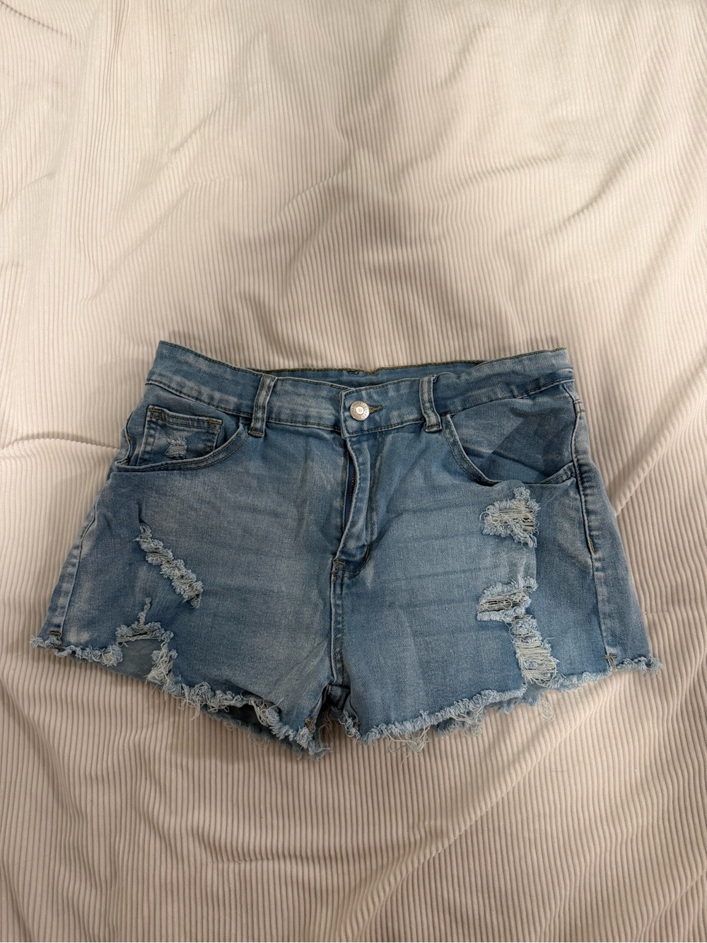 SHEIN Distressed Light Blue Denim Women’s Shorts
